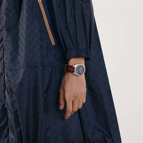 gucci ya142205|Blue And Red Web GG2570 Watch, 41mm .